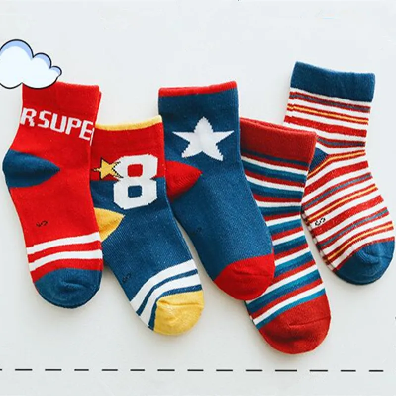 Новые детские носки на осень и зиму хлопковые без косточек для мальчиков
