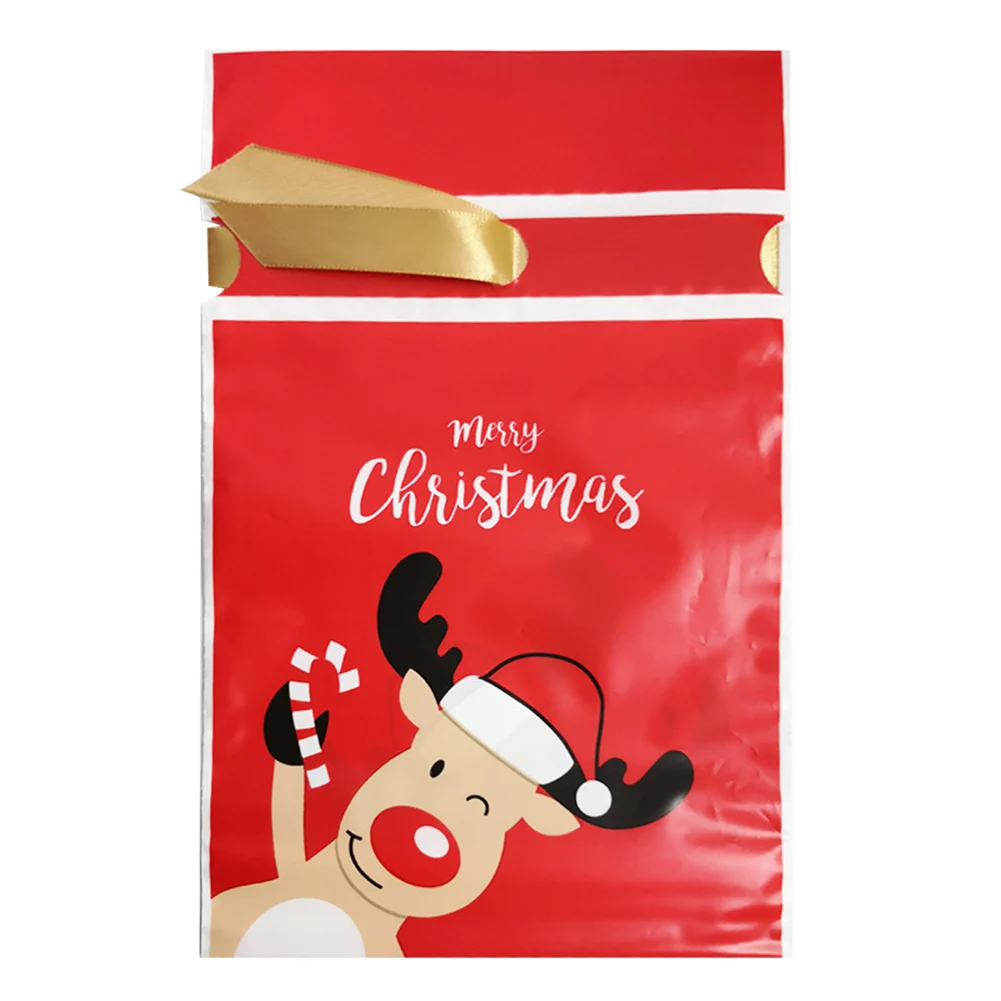 

50PCS Ribbon Christmas Printed Candy Party Home Storage Cute Pocket Drawstring Bag Organizer Decorative Gift Packing