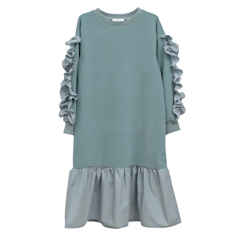 На возраст от 4 до 16 лет для маленьких девочек и девочек-подростков плиссированное платье с длинными рукавами colorblock(цветовой блок), хлопковые повседневные платья Maxi осень расклешенное платье детская одежда