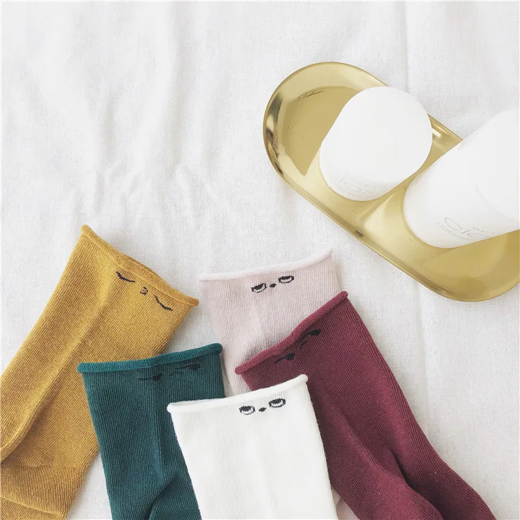 Missnuo Autumn And Winter Solid Color Men And Women Children Macarons Frilled Socks Relent Combed Cotton Short Socks P07