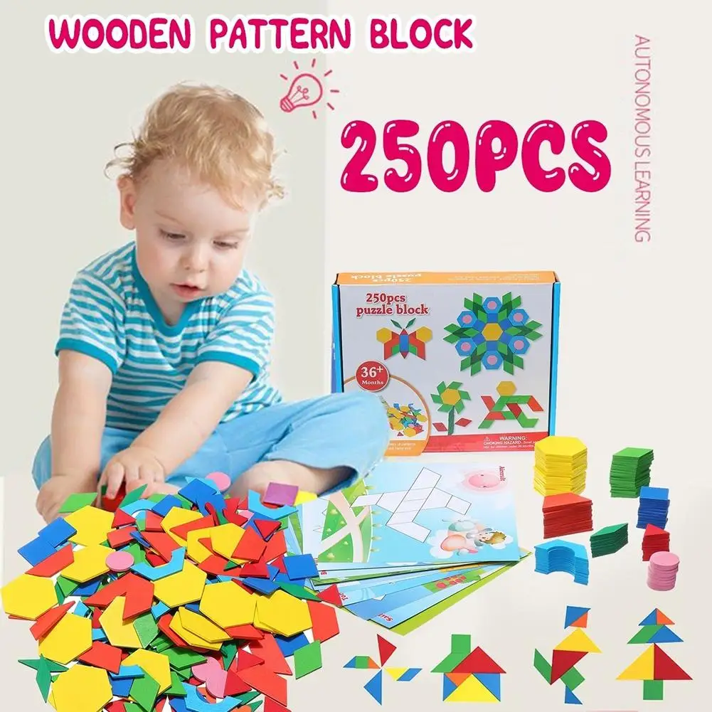 

HOT SALES!!! New Arrival 250Pcs Wooden Tangram Geometry Puzzles Building Brain Training Education Kid Toy Wholesale Dropshipping