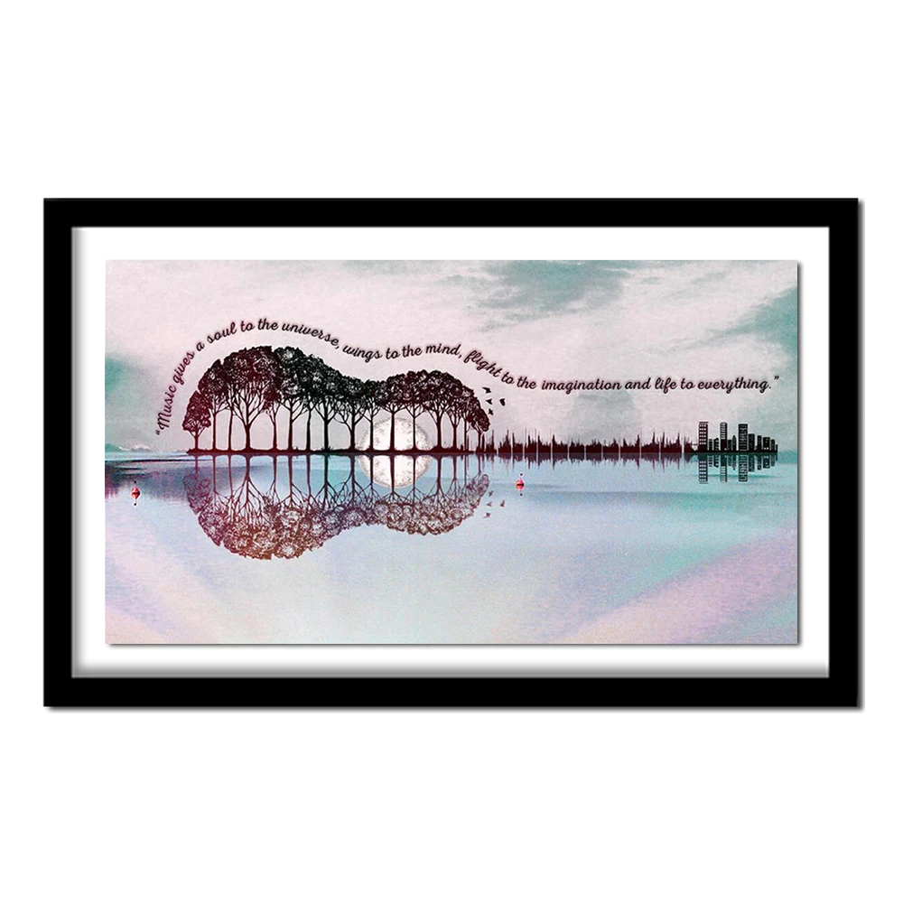 Diamond Painting Guitar DIY Tree Embroidery Landscape Cross Stitch Rhinestones Full Square Home Decoration | Дом и сад