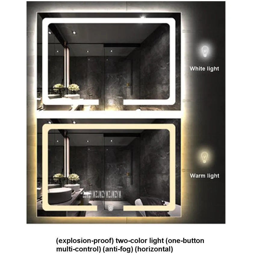 CTL300 Wall Mounted Bathroom LED Light Mirror Intelligent Touch Switch Anti-fog Bathroom Mirror 110V/220V 4.8W/m(800x1300mm - Color: 220V A 800x1300mm