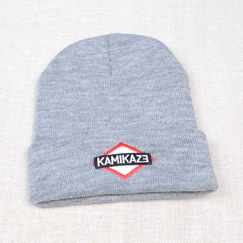 Kamikaze вязаная шапка Eminem последний альбом Шапки эластичный бренд KAMIKAZE вышивка бини зимняя теплая Skullies& лыжные шапочки Кепка - Цвет: Серый