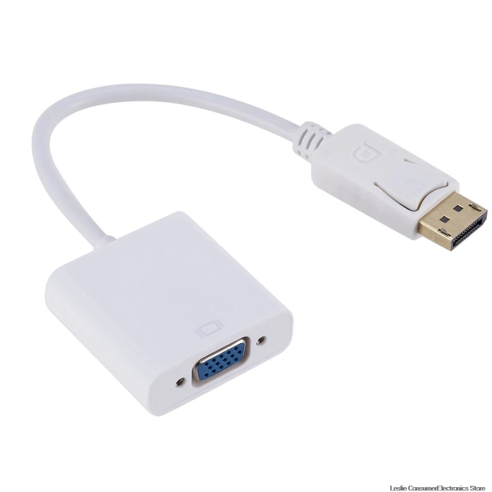 Белый DisplayPort Display Port DP to VGA Adapter Cable Male to Female Converter for PC Computer Laptop HDTV Monitor Projector - Цвет: Белый