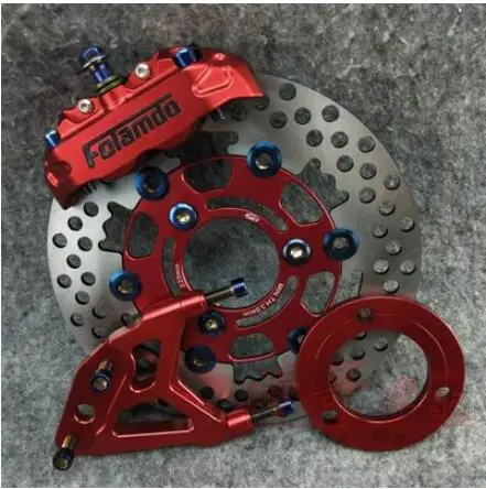 Слоновая кость ElectricMotorcycle Brake Caliper Brake Pump 4 Piston+220mm brake dics For Yamaha Kawasaki Scooter Rsz Jog Force Dirt Bike Modify - Цвет: Слоновая кость