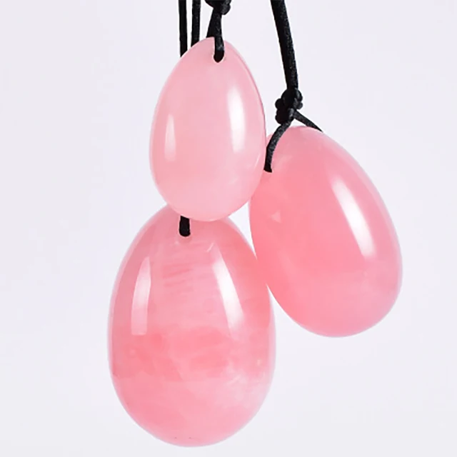 Oeuf Yoni en Quartz Rose naturel, œufs de Jade pour femmes, exercice Kegel, muscles vaginaux, boule de serrage, masseur de Jade, œufs Kegel en cristal 13
