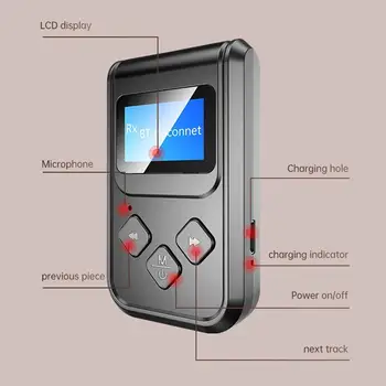 

Bluetooth 5.0 Audio Transmitter Receiver with 3.5mm USB Adapter Display Car with Wireless Audio Cable Bluetooth TV PC Speak T9H8