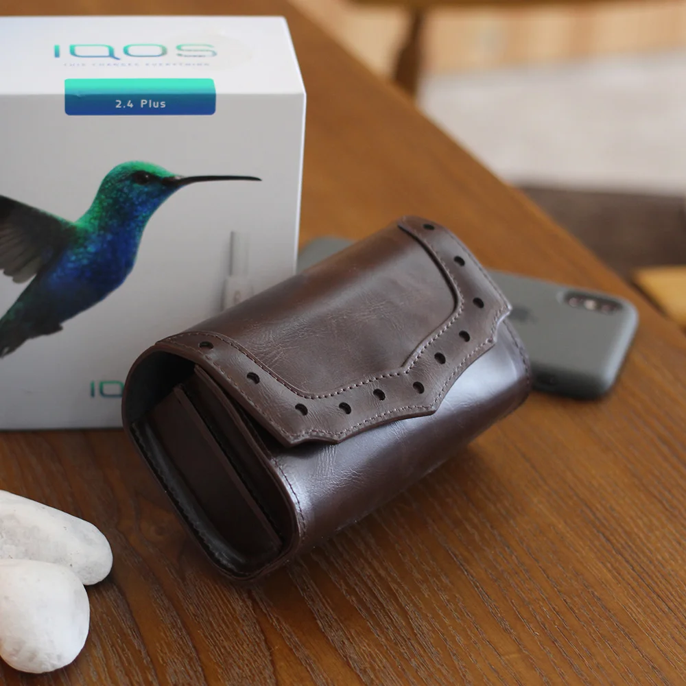 

Magic Shark New Arrival Genuine Leather Vintage Cover Case For IQOS IQOS Case Phone Bag Wallet Holder Black Brown