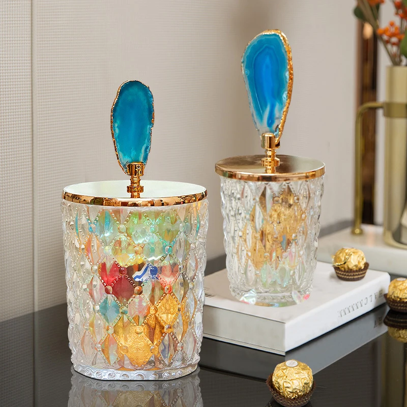 Европейский роскошный контейнер для хранения из хрустального стекла и агата