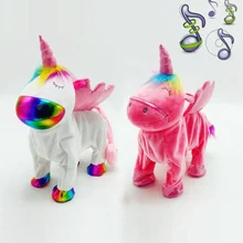 Электронный плюшевый улыбка единорог игрушки музыкальные Радуга лошадь танцы ходьба мягкие животные Рождество подарок на год для детей