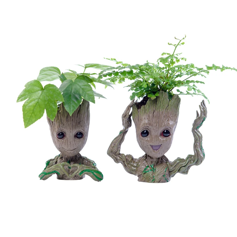 

Home Decor Accessories Baby Groot Pen Holder Plants Flower Pot Cute Tree Figurines Miniature Model Desktop Decoration Ornamens