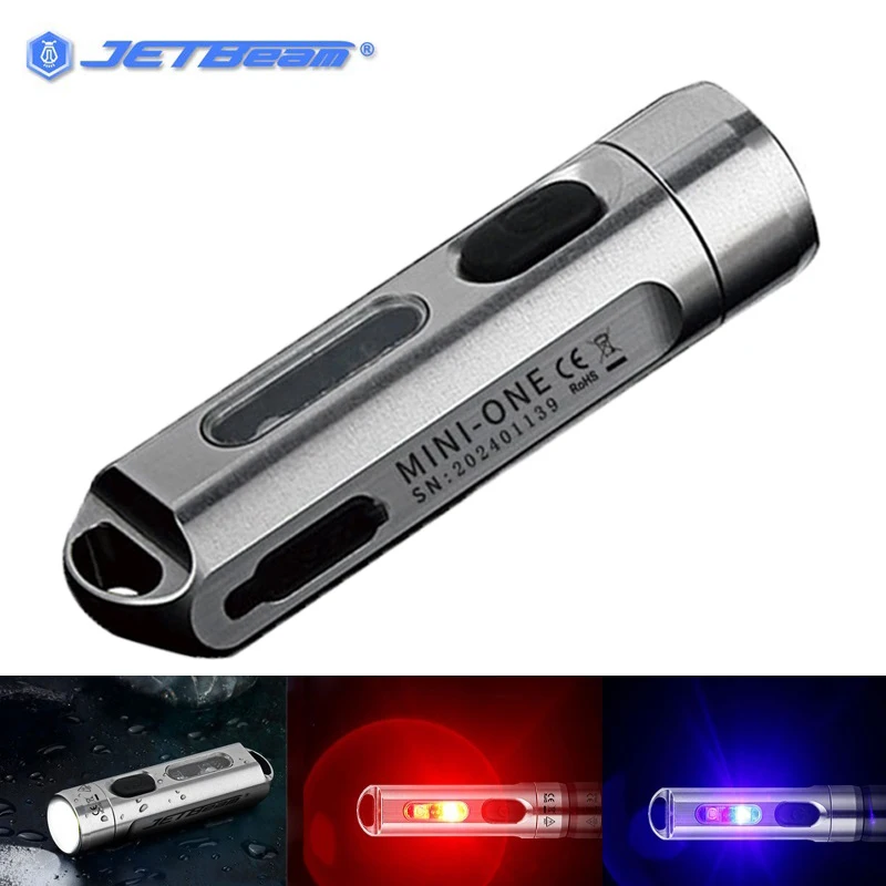 JETBEAM MINI ONE Mini Flashlight CREE XP-G3 500LM 5-Colors Keychain Light with UV Light RGB Color Type-C Fast Charging