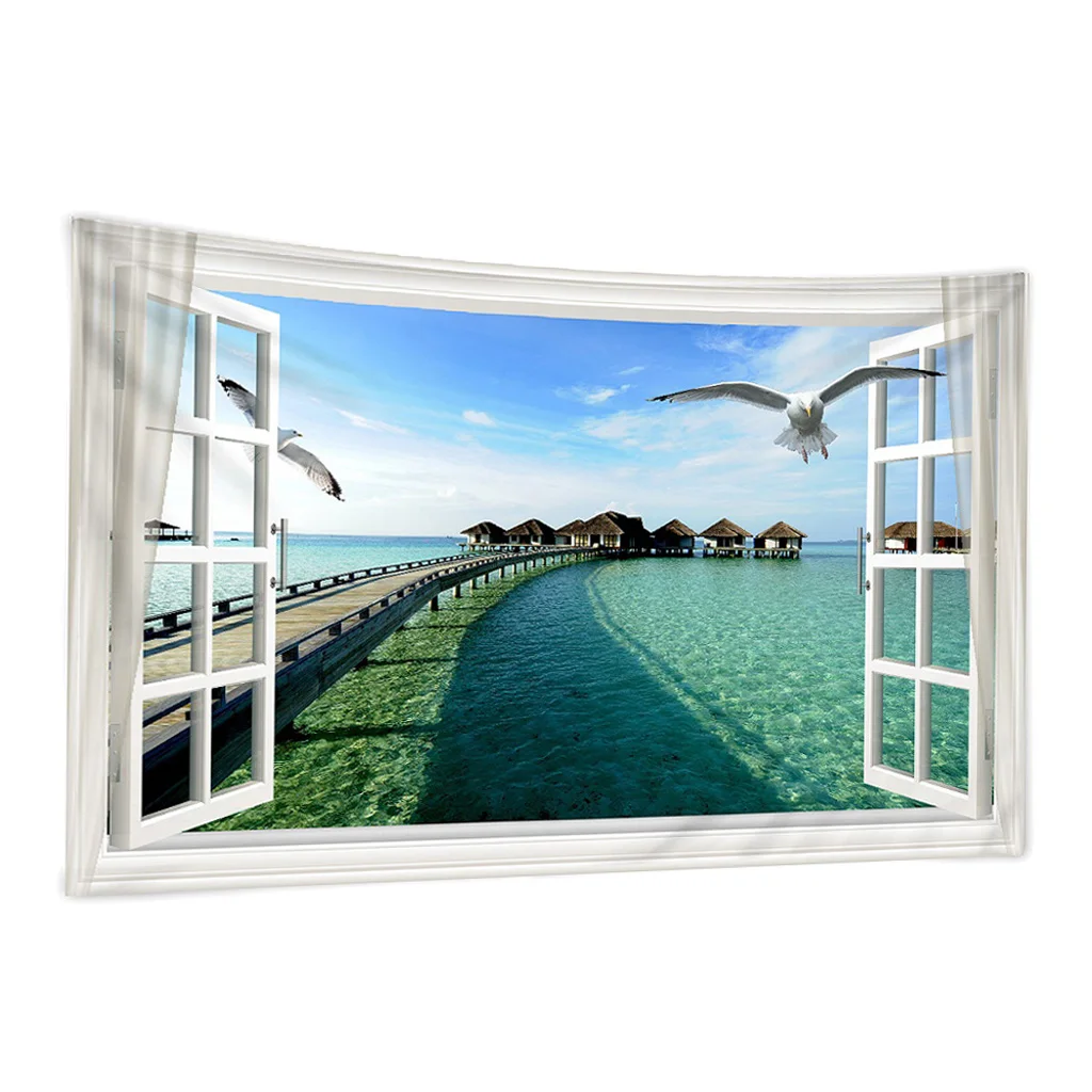 Landscape Tapestry Wall Hanging, Polyester 3D Print for Livingroom Bedroom Dorm Home Office Decor Curtain Tapestry Wall Decor