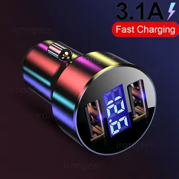

3.1A LED Display USB Phone Charger Car-Charger for Xiaomi Samsung For iPhone 11 Pro 7 8 Plus Mobile Phone Adapter Car Charger