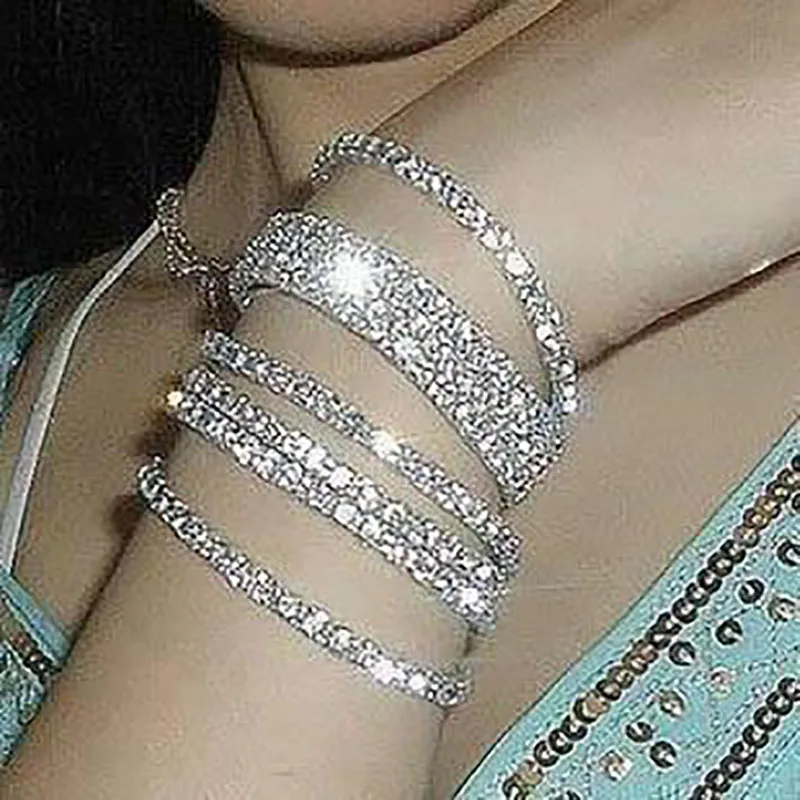 Bangle Bracelet Stainless Steel Crystal Bracelets For Women Jewelry Kpop Punk Mothers Day Gift Indian Bohemian Items