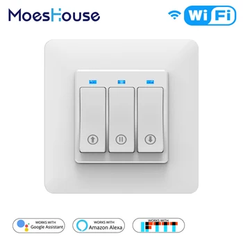 

WiFi Smart Curtain Switch Tuya Smart Life App Remote Control Motorized Curtain Motor Roller Blinds,Works with Alexa Google Home