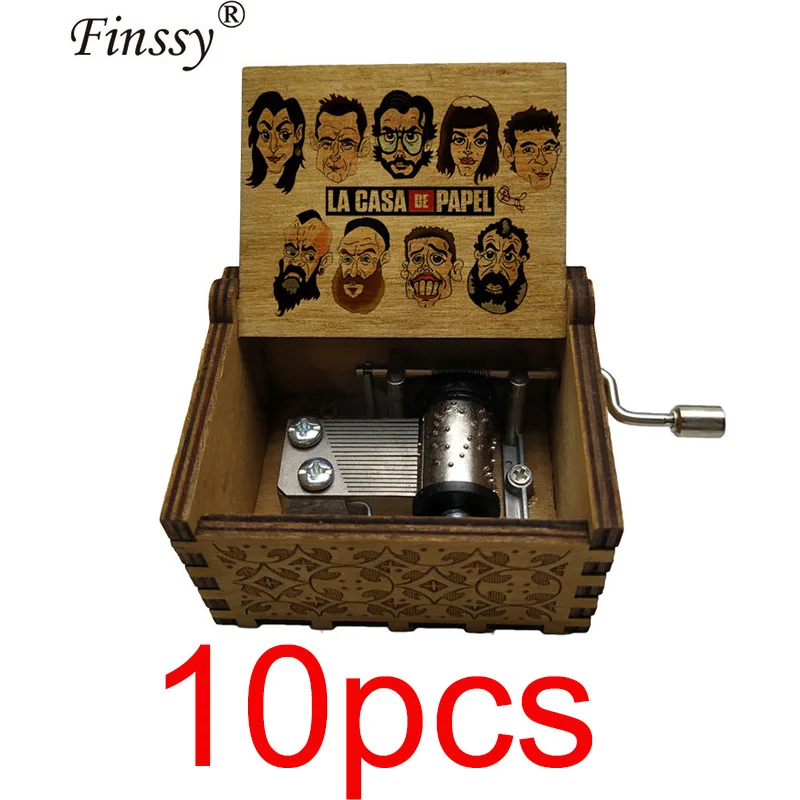 10 шт. испанский телевизор la casa de papel Money heist bella ciao деревянная музыкальная шкатулка Caja музыкальные деревянные коробки подарок на день рождения украшение дома - Цвет: Music-25