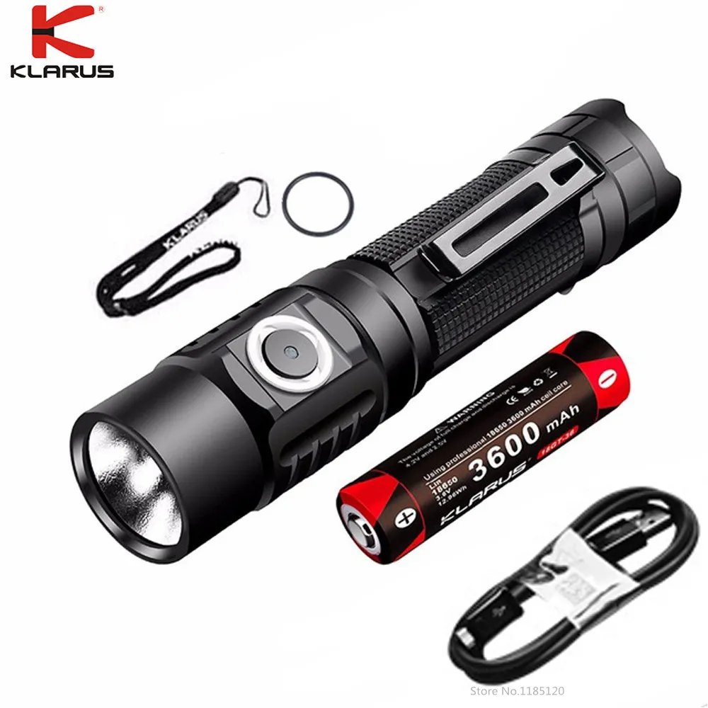 

Original KLARUS G10 LED Flashlight CREE XHP35 HD 1800LM Beam Distance 250 Meter Torch Flashlight with 18650 3600mAh Li battery