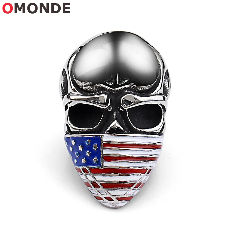 Винтажные кольца в виде черепа из титановой стали таинственные флаги США стиле