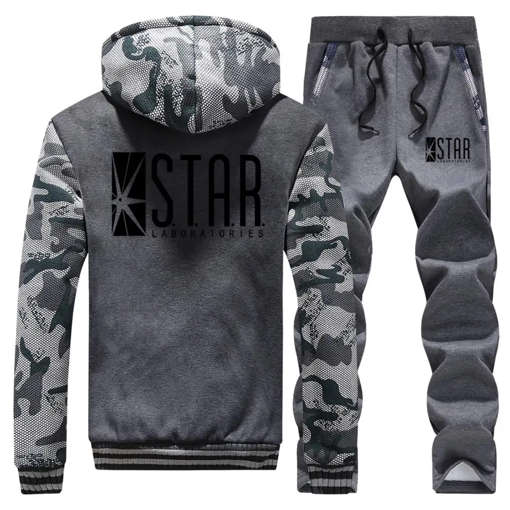 Star Labs Camo Sweartshirt толстовки брюки 2 шт. Наборы для мужчин флисовый джемпер флэш Готэм город комиксы для мужчин Супермен спортивная одежда