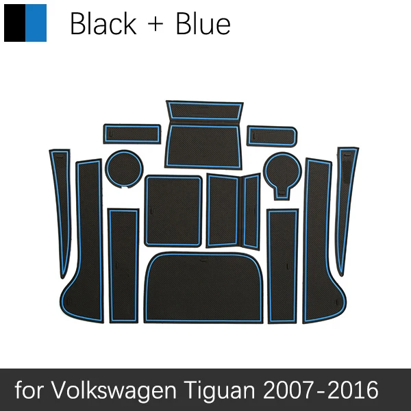 Противоскользящие резиновые чашки подушки двери паз коврик для VW Tiguan Volkswagen 2007~ 2010 аксессуары Автомобильные наклейки коврик для телефона - Название цвета: Синий