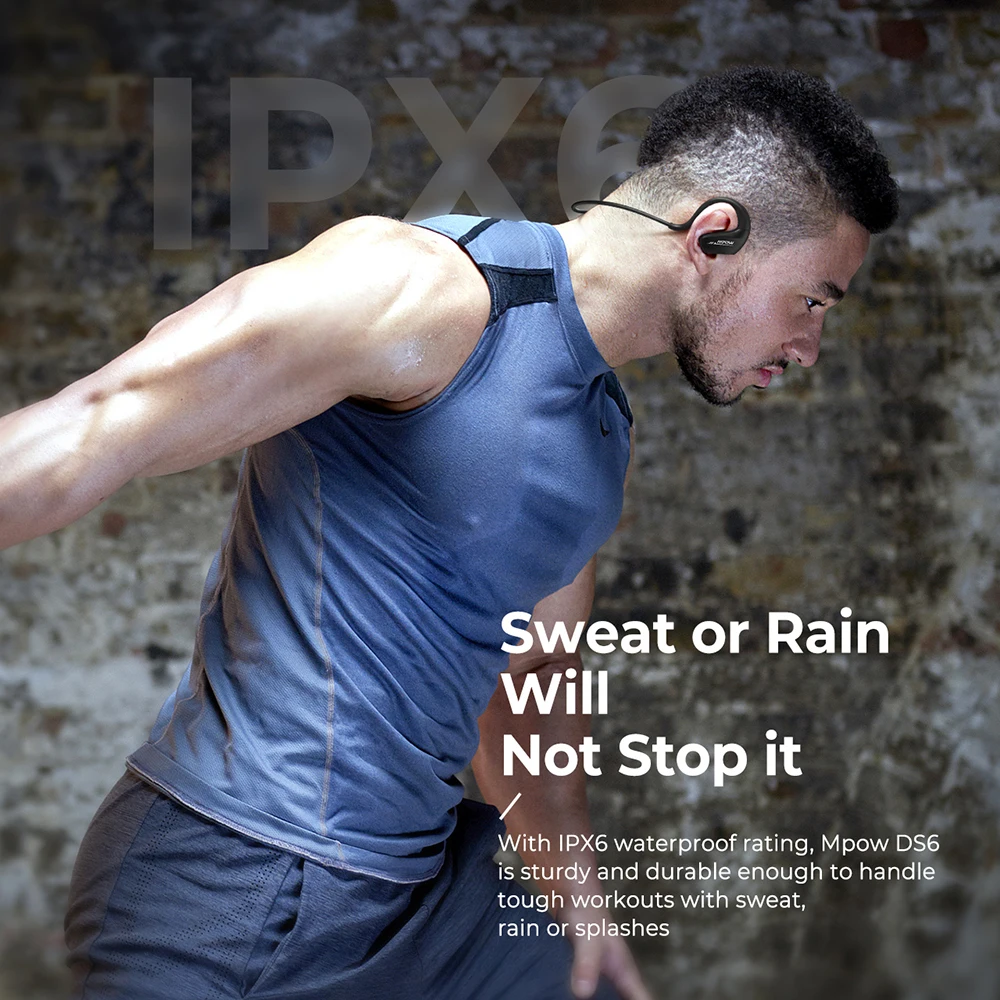 Mpow DS6 Wireless Headphones Bluetooth 5.0 Sport Earphone IPX6 Waterproof Earphones With Bass+ 9 Hours Playtime For iPhone X 7 6