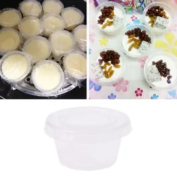 

50Pcs Disposable Cups Set Of 60ml/2 oz Sauce Pot Container Jello Shot Cup Slime Storage With Lid For Ketchup B85C