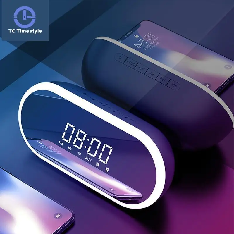 Умный будильник Зеркало беспроводной Bluetooth цифровой fm-радио с светильник Портативный Led стерео динамик часы
