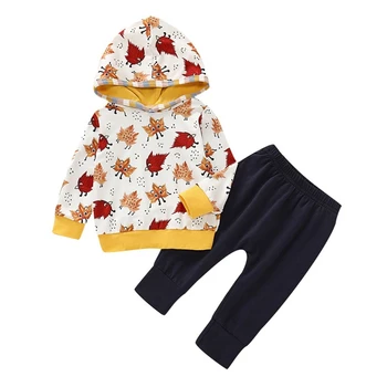 

Newborn Baby Boys Girls Romper Hooded Sweatshirt Pants Maple leaf Long Sleeve hoodie Infant kids Fall clothes n