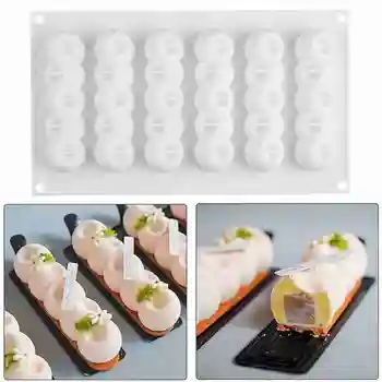 

6-Cavity Concave Ball Long Silicone Mold DIY French Baking Cake Soft Candy Pudding 3D Mold Cake Decoration Baking Supplies