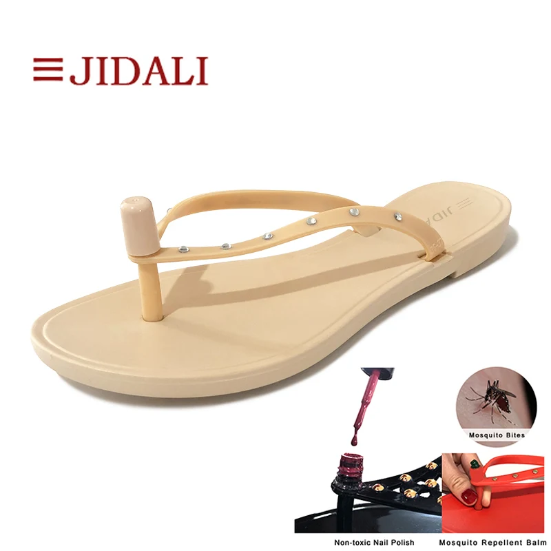 JIDALI/Модная обувь; женские сандалии; нетоксичный лак для ногтей или Противомоскитный бальзам; Летние вьетнамки из ПВХ с кристаллами; размеры 36-39 - Цвет: Mosquito Balm
