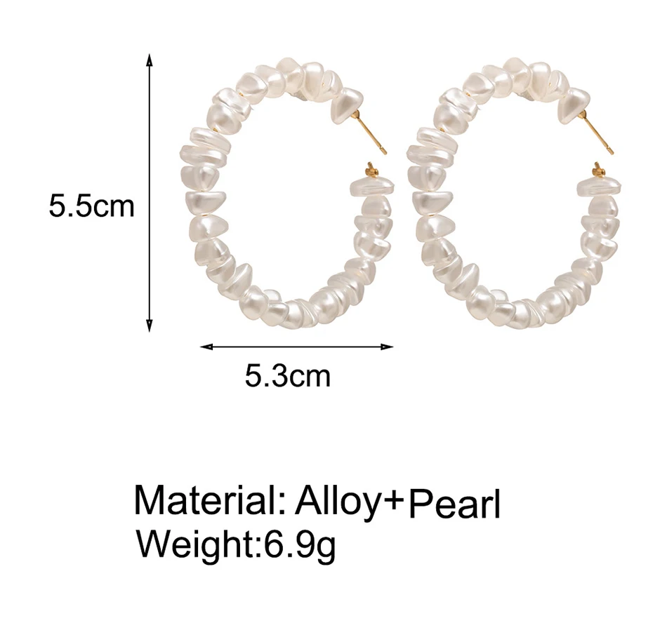 Большие жемчужные серьги-кольца для женщин, уникальные витые большие серьги, круговые серьги, модное Европейское Ювелирное Украшение для ночного клуба