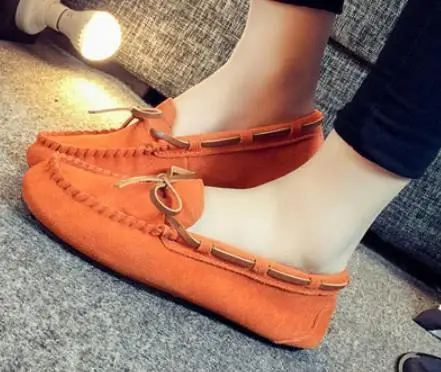 orange flat sole E spadrilles/Женская обувь на плоской подошве; обувь из натуральной кожи; повседневные лоферы; слипоны; женские мокасины на плоской подошве; женская обувь с бантом - Цвет: orange flat sole