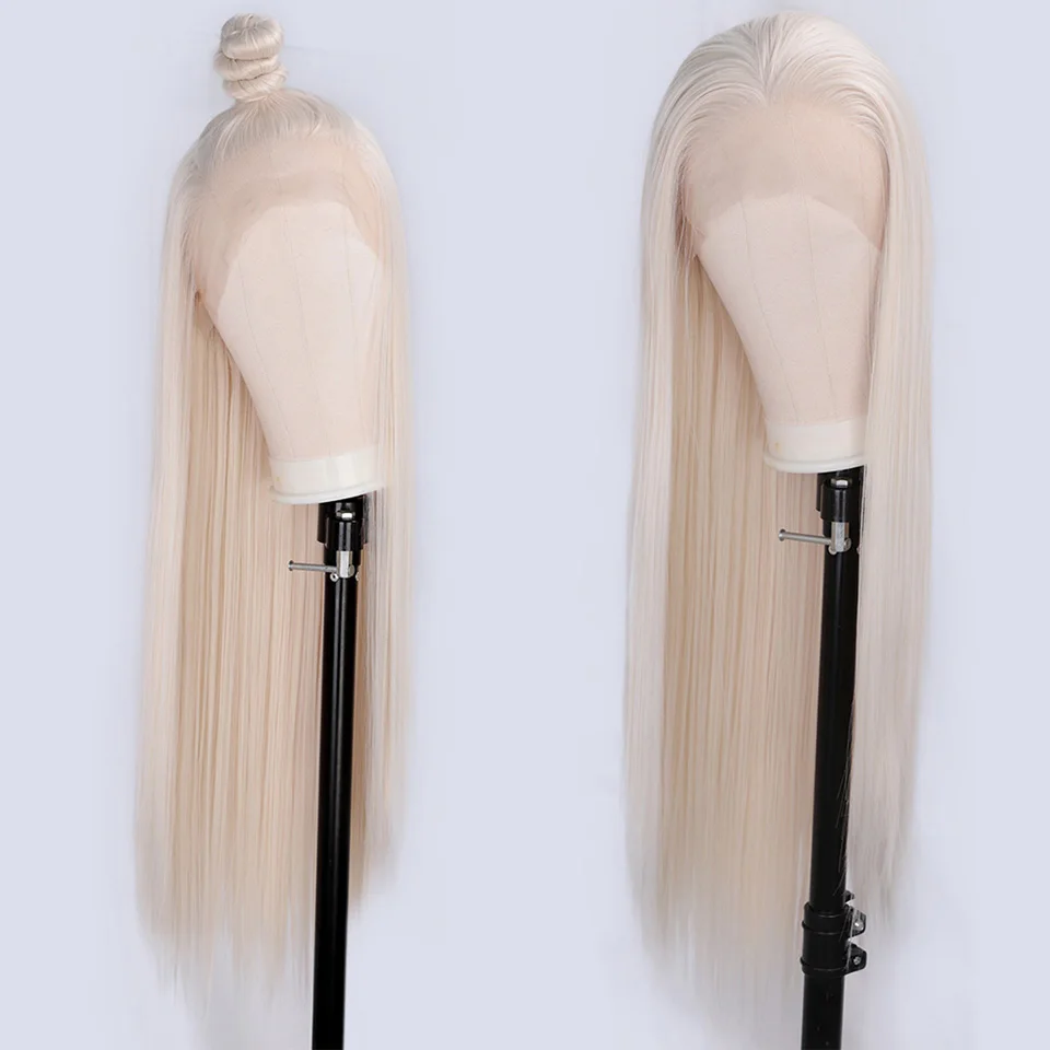 I's a wig 26 ''платиновый блонд синтетические парики на шнурках для женщин парик с длинными прямыми волосами розовый/черный цвет термостойкие волокна волос