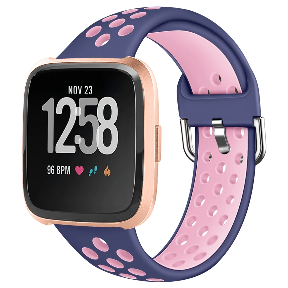 Hangrui для Fitbit versa ремешок Силиконовый ТПУ ремешок для Fitbit versa lite Браслеты Спортивный дышащий Браслет Смарт часы - Цвет: blue pink