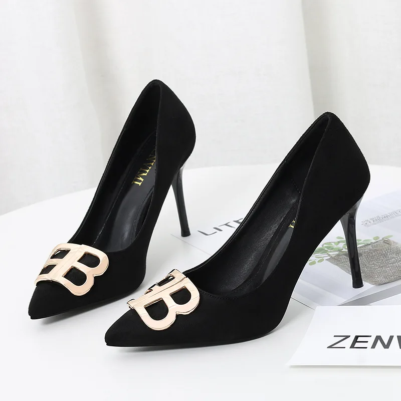

QSR 9CM PUMPS Women's shoes Single shoes 2019 spring new women's shoes shallow mouth stiletto pointed ladies high heels