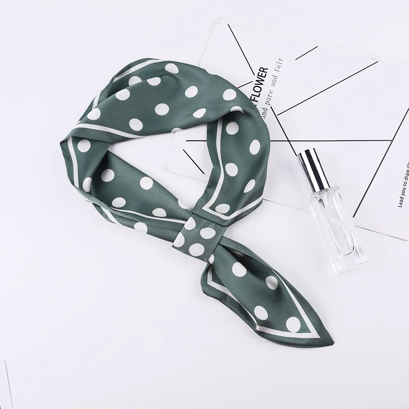 

Retro Polka Dot Scarf Double-sided Printing Women Head Neck Long Silk Scarf Fashion Handbag Scarves Hair Tie Scarf Women Winter