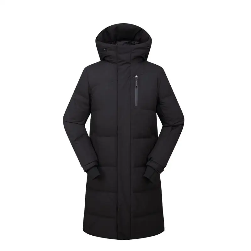 9159 Black Новая модная брендовая Высококачественная длинная мужская пуховая куртка теплая Толстая ветрозащитная белая пуховая зимняя длинная Мужское пальто - Цвет: 9159 Black