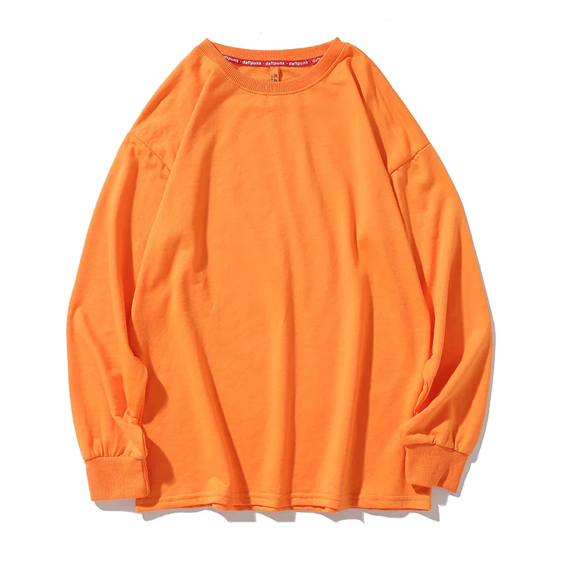 BOLUBAO, новинка, мужские Базовые одноцветные футболки, мужская брендовая футболка с длинными рукавами, мужская повседневная простая футболка с круглым вырезом - Цвет: Orange