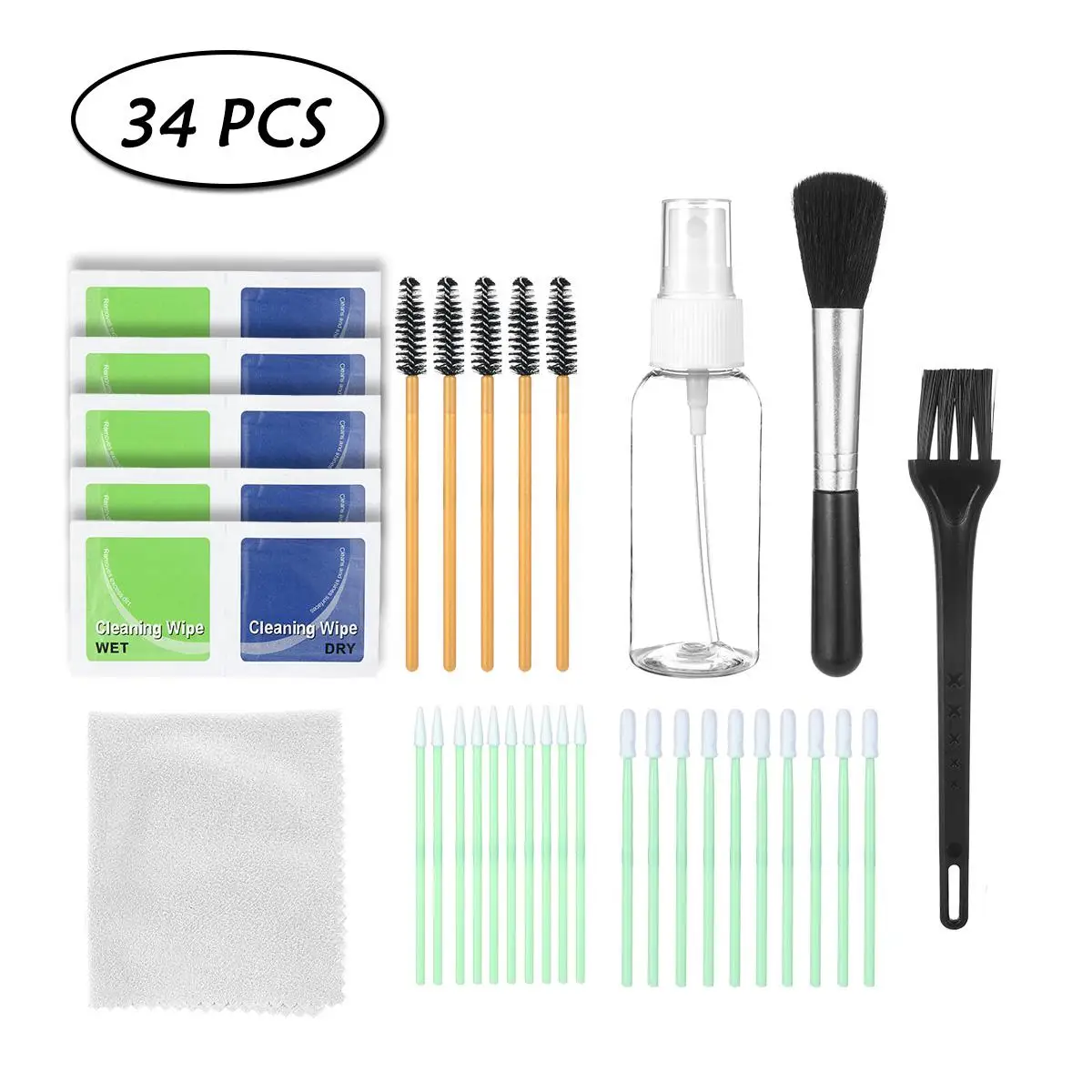 

34pcs/Set for Bluetooth Earphone Case Cotton Disposable Stick Cleaning Brushes Tool for Earphone Phone