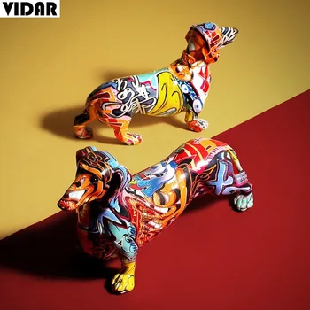 

VIDAR Simple Modern Creative Colorful Dachshund Dog Decoration Home Wine Cabinet Office Decoration Desktop Decoration Crafts