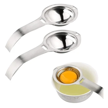 

2 Pieces of Egg Separator, Stainless Steel Egg White Yolk Strainer, Egg Sieving Kitchen Gadget, Cooking Tool