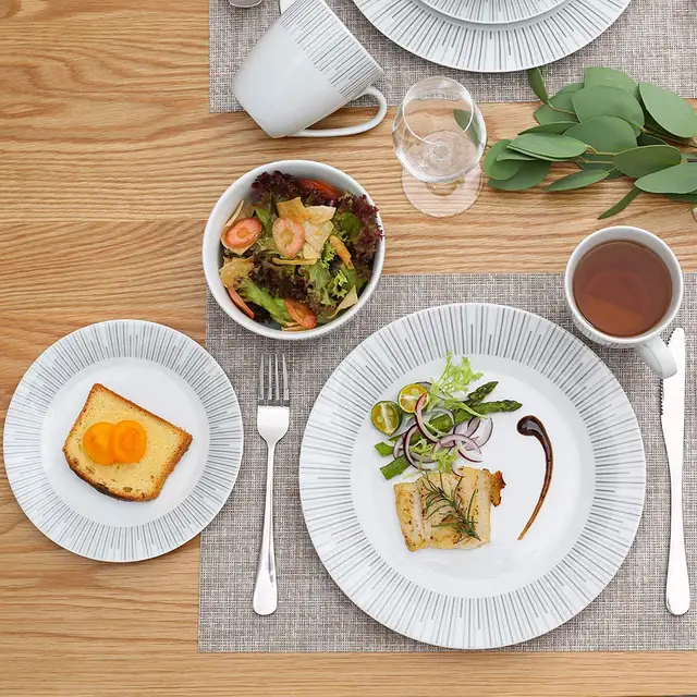 Veweet Keret 16/32 Darabos Porcelán Kerámia Asztali Edények 8*Vacsoraplencével, Desszert Tányérral, Gabona Tálral És 380 Ml Bögre - Image 5