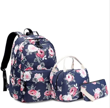 

2020 3 Stuk/set Vrouwen School Rugzak Mode Schooltassen Voor Tiener Meisjes Kids Cartoon Student Rugzak Canvas Kind Schooltassen