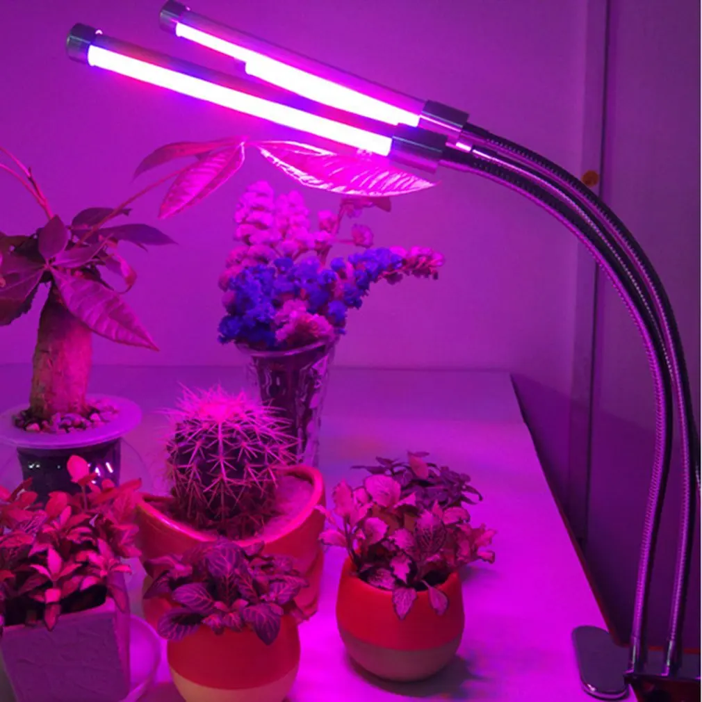 12/24/36W Dual Heads LED Growth Light With Clip Flexible Gooseneck Plant Flower Vegetable Growing Lamp For Greenhouse