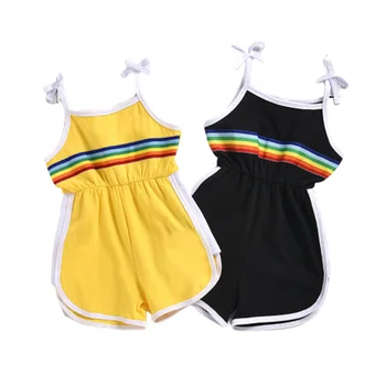 

bunvel Toddler Newborn Baby Girls Boys Jumpsuit Rompers Sleeveless Rainbow Printed Newborn Infant Baby Girls Clothes Costume