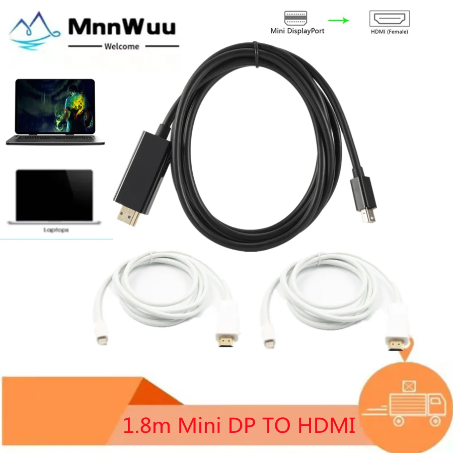 Mnnwuu Mini Dp Adattatore Per Cavo Hdmi Per Macbook 1.8M Thunderbolt 2 Input To Hdmi Pro Compatibile Placcato Oro Mini Imac