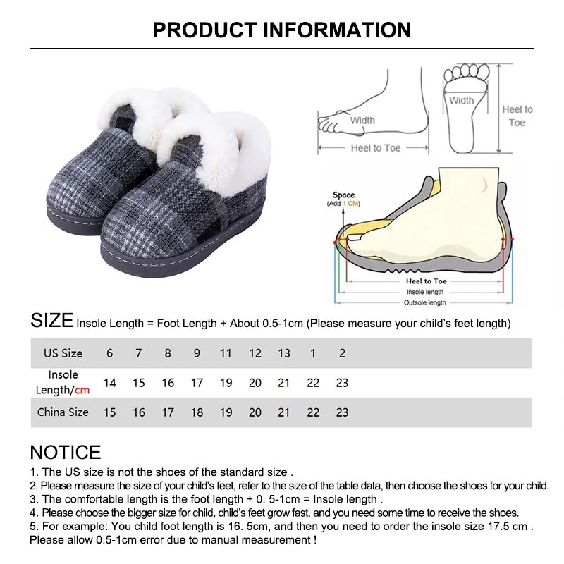 Детские тапочки; Вязаная хлопковая ткань; зимняя домашняя обувь для мальчиков и девочек; теплые Нескользящие плюшевые домашние тапочки для детей