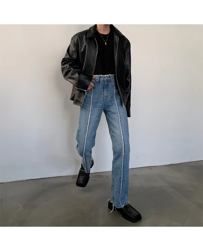 Winter New Korean Version Of The Trend Loose Harajuku Solid Color Sleeve Zipper Casual Couple Leather